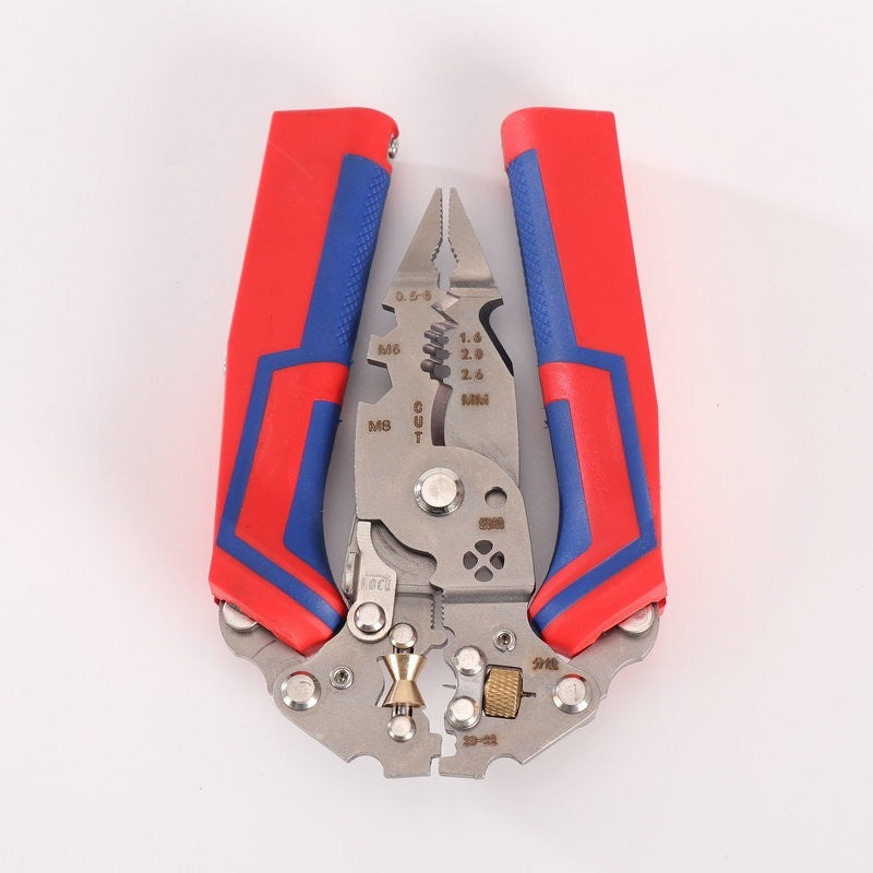 Multifunctional folding pen pliers and wire stripper
